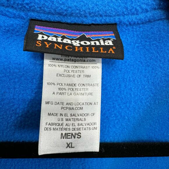Patagonia Synchilla Snap T Full Zip Hoody Fleece Jacket Blue Cream Men XL - Picture 9 of 13